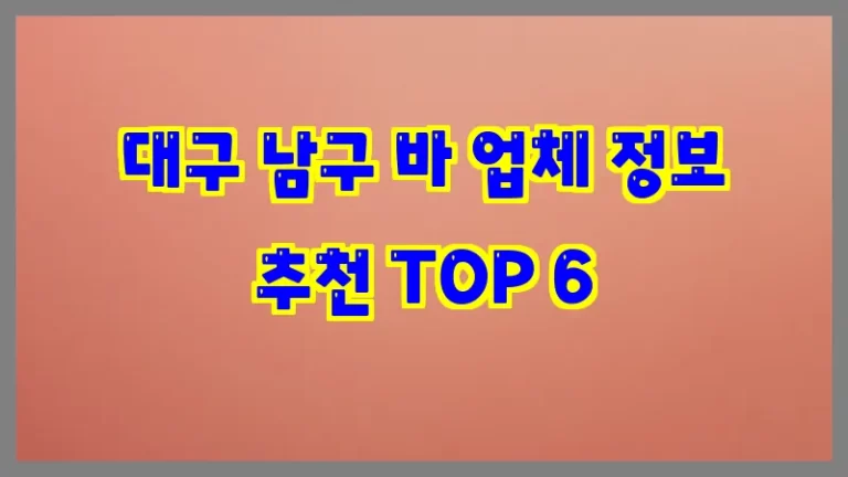 대구 남구 바 업체 정보 추천 TOP 6