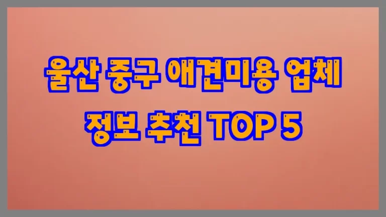 울산 중구 애견미용 업체 정보 추천 TOP 5