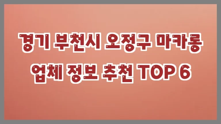 경기 부천시 오정구 마카롱 업체 정보 추천 TOP 6