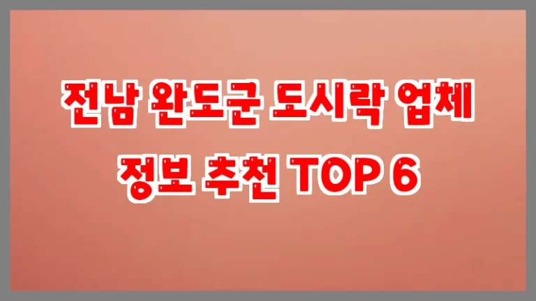 전남 완도군 도시락 업체 정보 추천 TOP 6