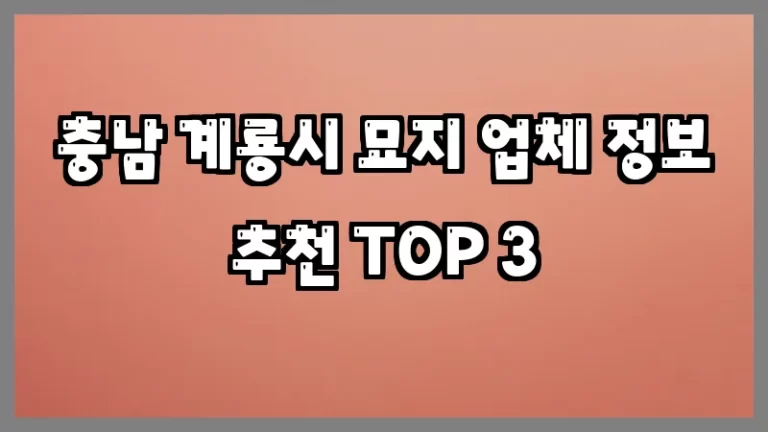 충남 계룡시 묘지 업체 정보 추천 TOP 3