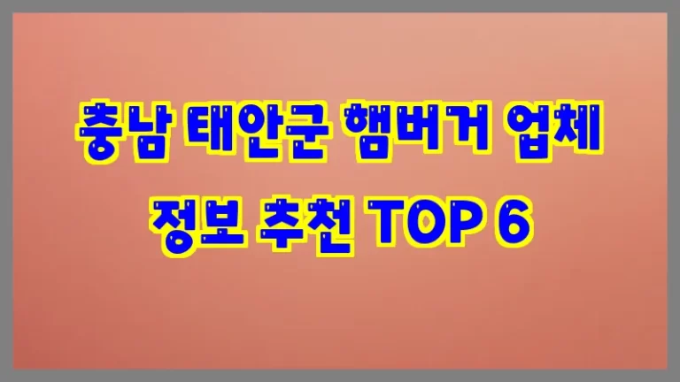충남 태안군 햄버거 업체 정보 추천 TOP 6