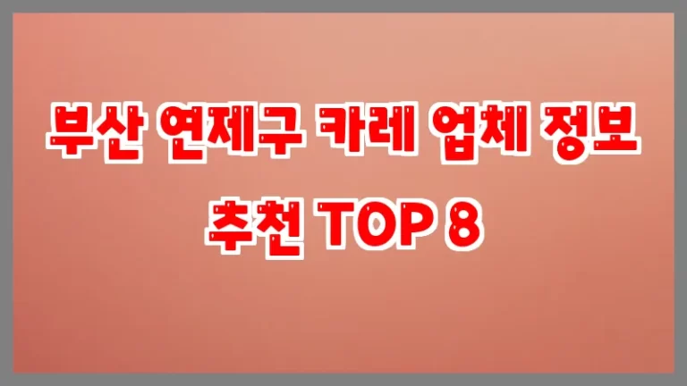부산 연제구 카레 업체 정보 추천 TOP 8