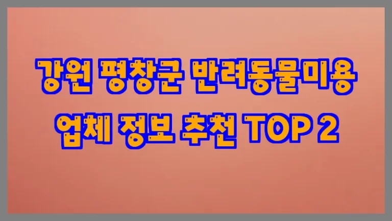 강원 평창군 반려동물미용 업체 정보 추천 TOP 2