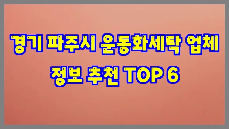 경기 파주시 운동화세탁 업체 정보 추천 TOP 6