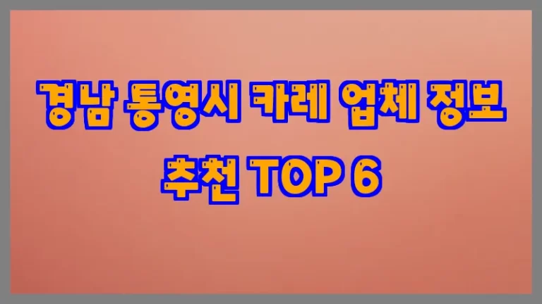 경남 통영시 카레 업체 정보 추천 TOP 6