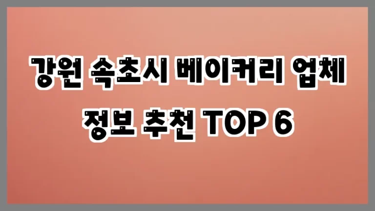 강원 속초시 베이커리 업체 정보 추천 TOP 6