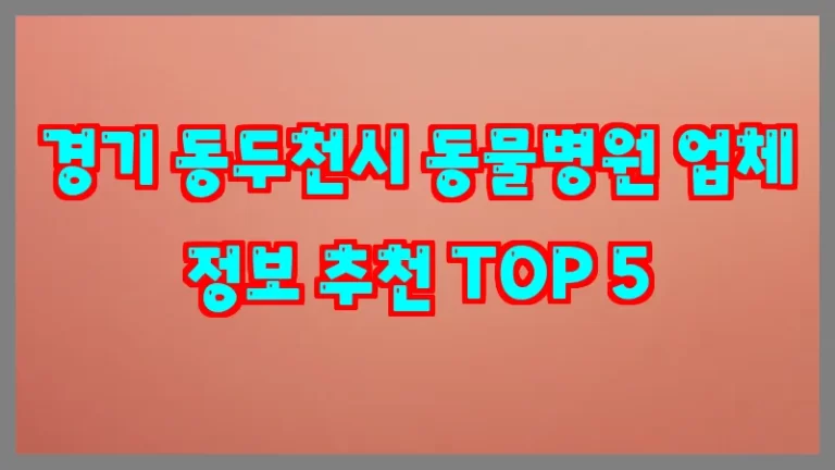 경기 동두천시 동물병원 업체 정보 추천 TOP 5