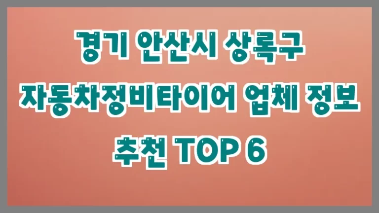 경기 안산시 상록구 자동차정비타이어 업체 정보 추천 TOP 6