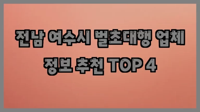 전남 여수시 벌초대행 업체 정보 추천 TOP 4