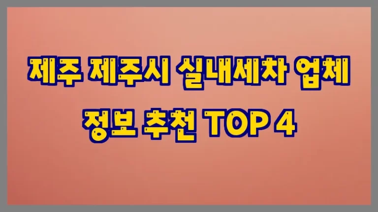 제주 제주시 실내세차 업체 정보 추천 TOP 4
