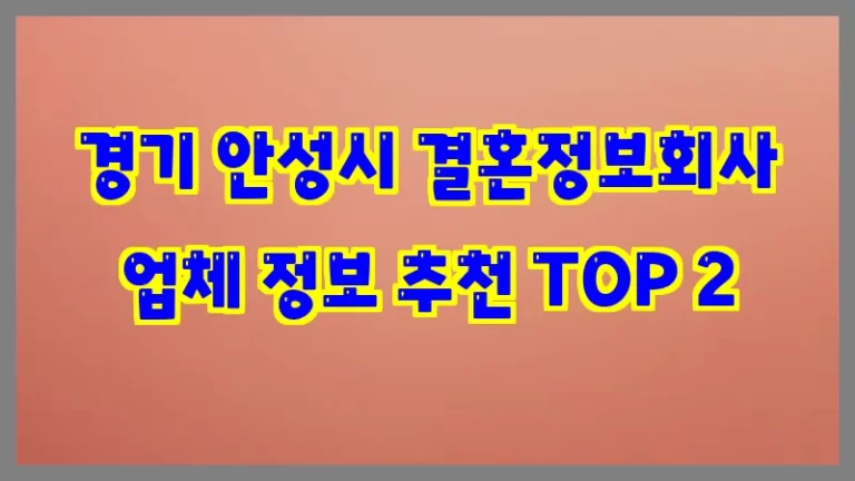 경기 안성시 결혼정보회사 업체 정보 추천 TOP 2