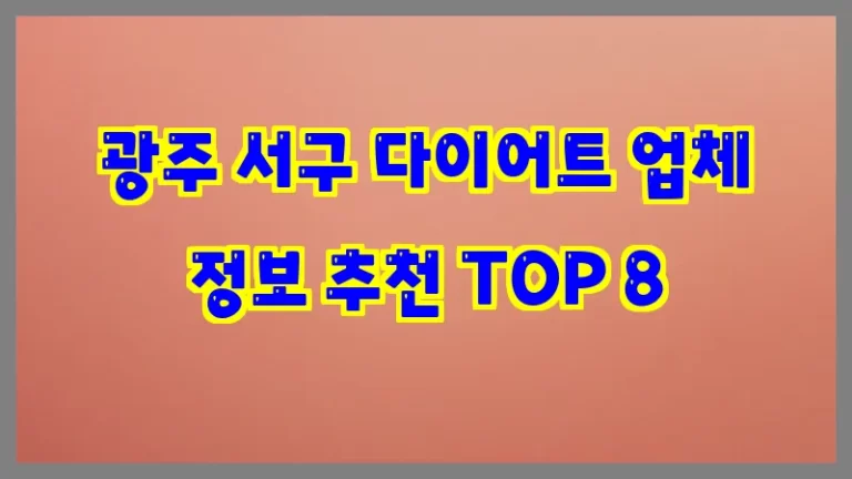 광주 서구 다이어트 업체 정보 추천 TOP 8