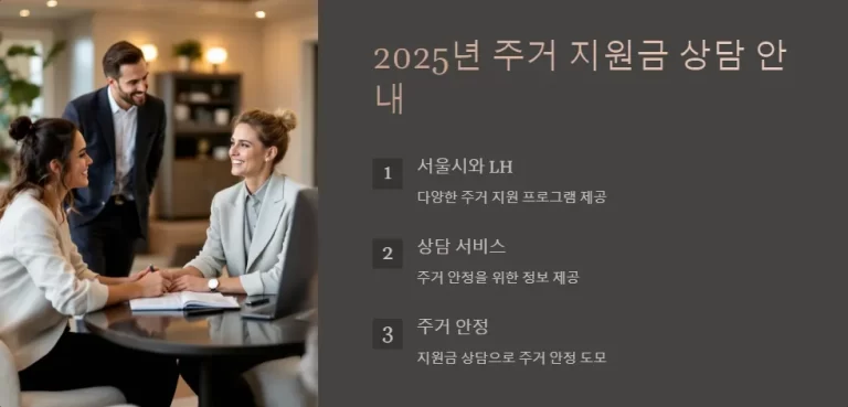 2025년 주거 지원금 상담 어디서 받을까 서울시 주거복지센터와 LH 마이홈 상담센터 총정리