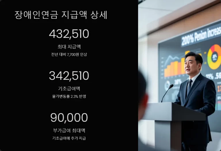 2025년 장애인연금 매월 20일 지급 43만원 초과 지원금 확인하는 방법은